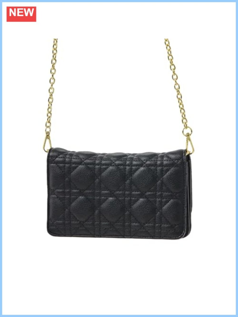 Quilted Vegan Leather Crossbody Bag 2-in-1 Shoulder Clutch Removable Strap